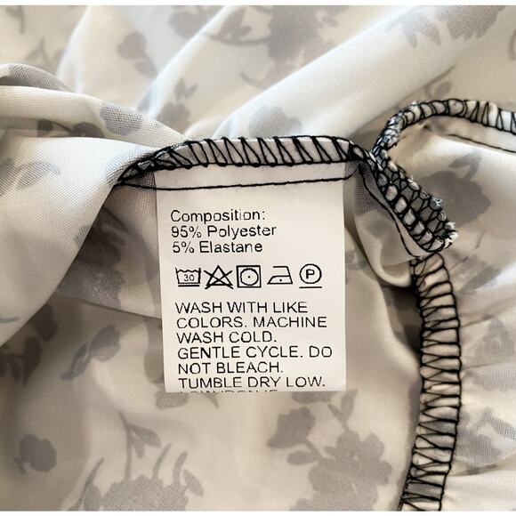 SHEIN Black Cream Floral Layered Belted Dress Womens Size XS NEW - Picture 5 of 9